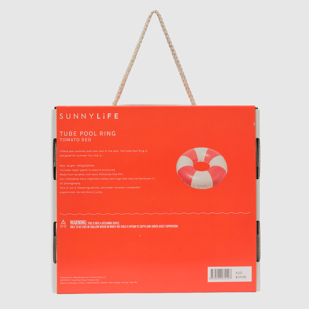 Tube Pool Ring, Tomato Red