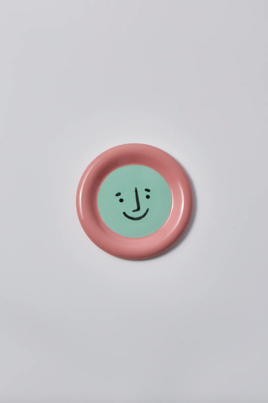 Smiley Plate, Green/Pink