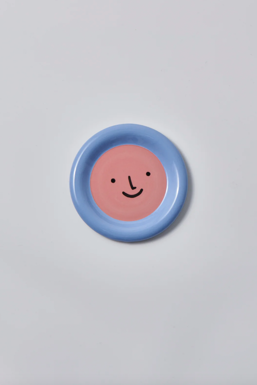 Smiley Plate, Pink/Blue