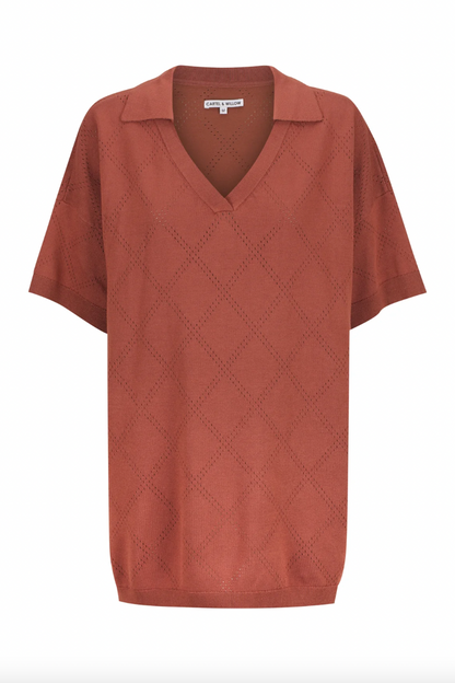 Zarelle Collared Tee, Cocoa