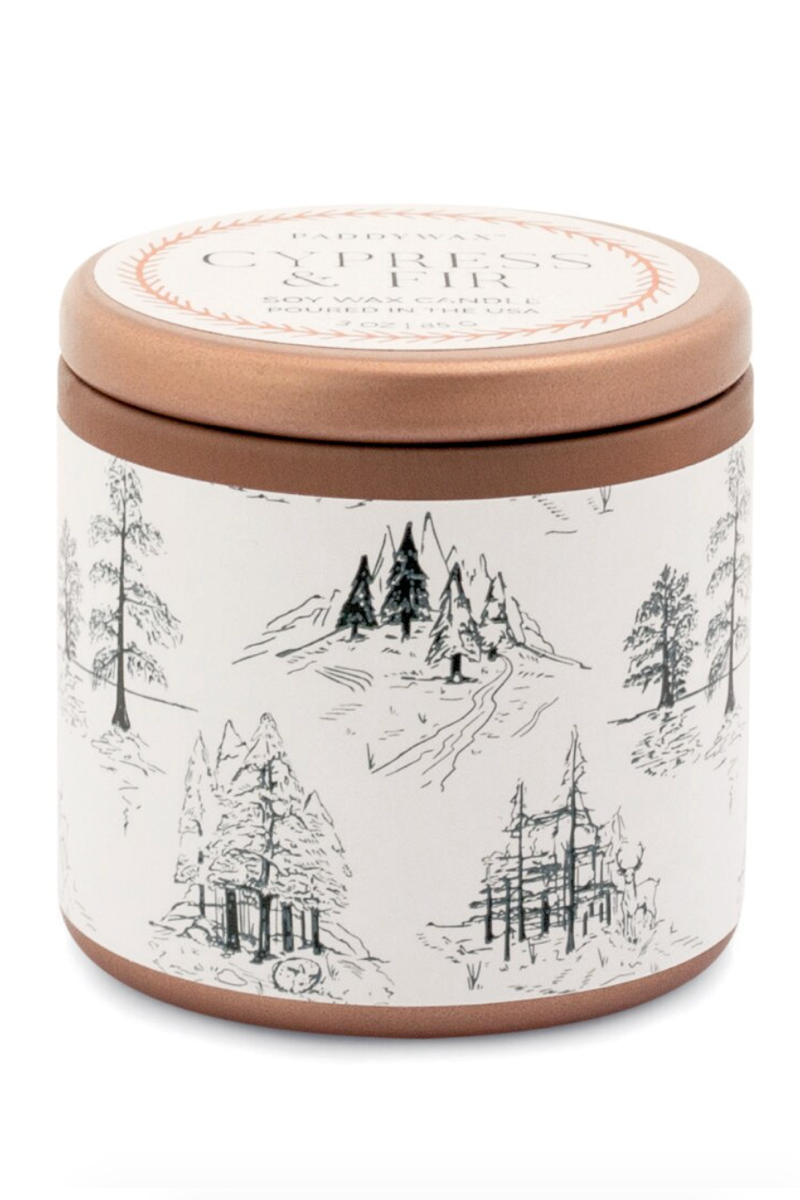 Cypress + Fir Travel Tin, White