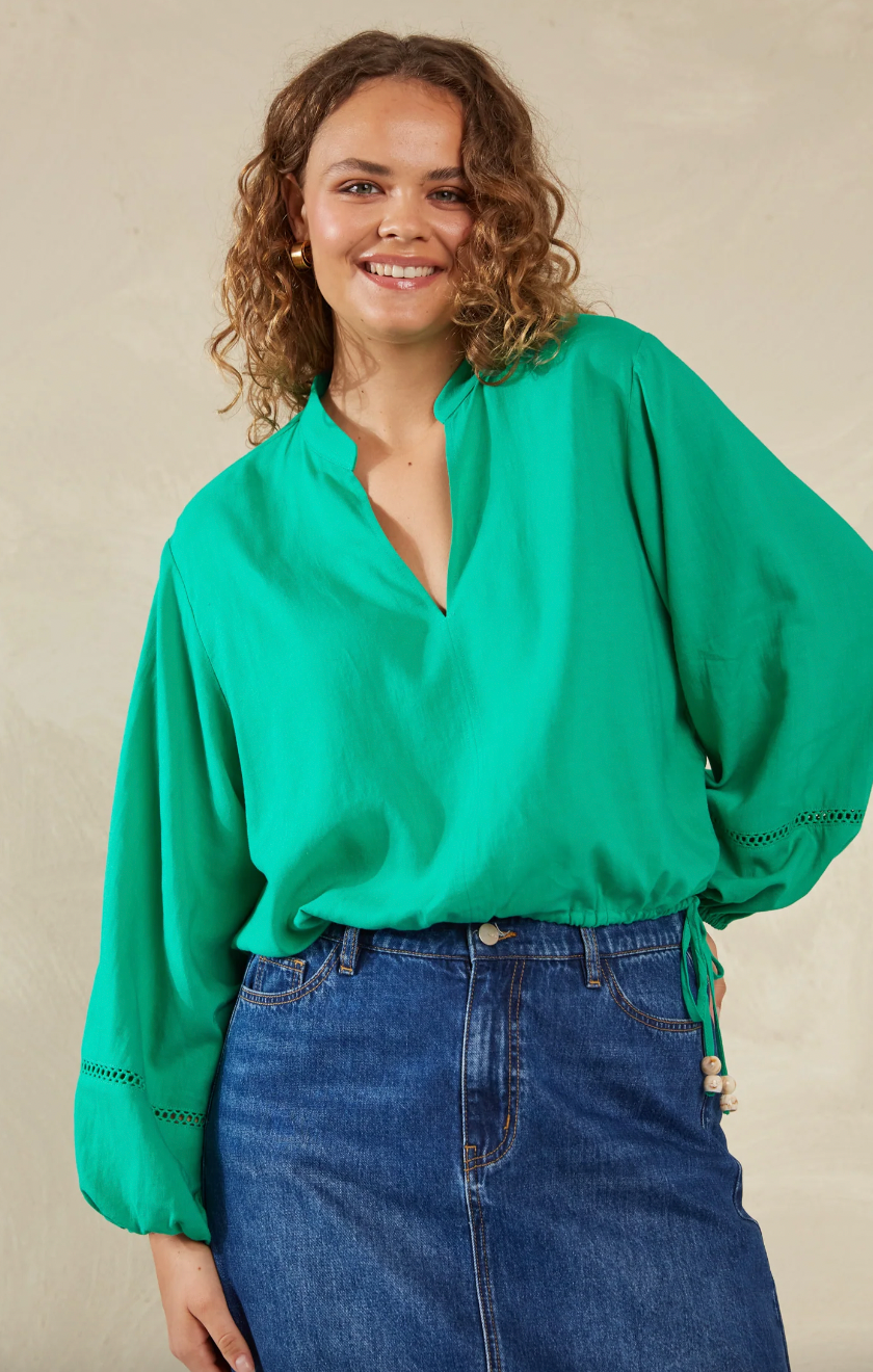 Sardinia Tie Blouse, Verde