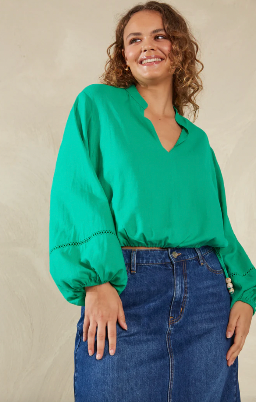 Sardinia Tie Blouse, Verde