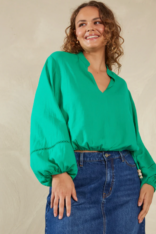 Sardinia Tie Blouse, Verde