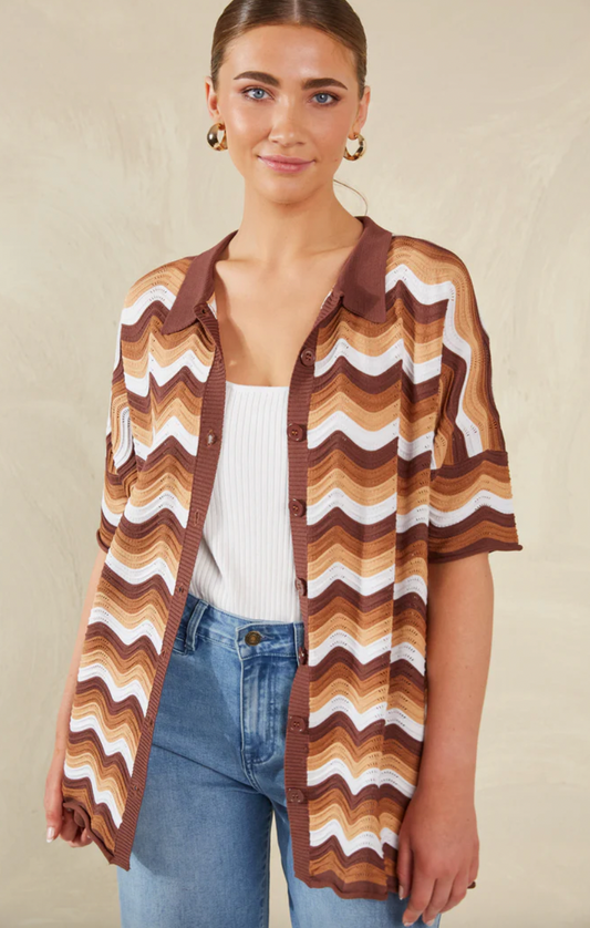 Amalfi Knit Shirt, Tiramisu