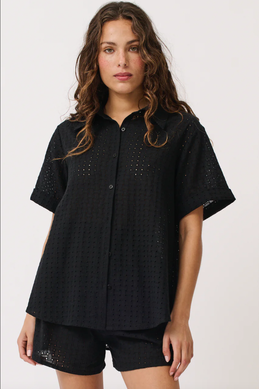 Tully Shirt, Black Broderie