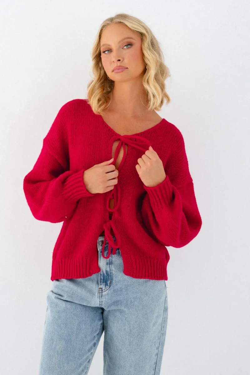 Mon Cheri Cardigan, Red