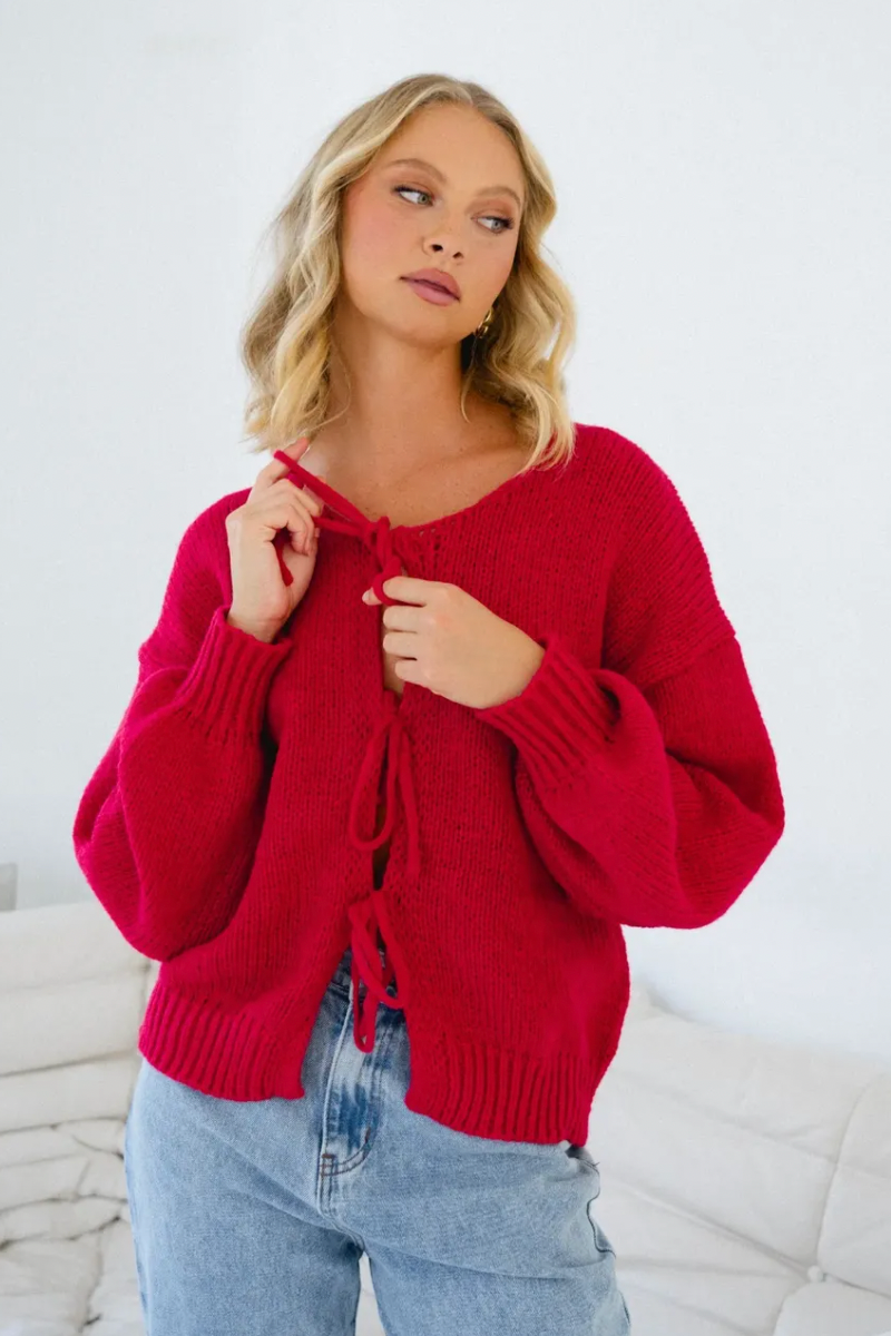 Mon Cheri Cardigan, Red