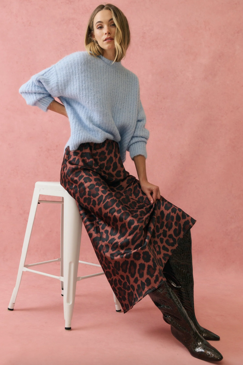 Millie Slip Skirt, Coco Leopard FINAL SALE