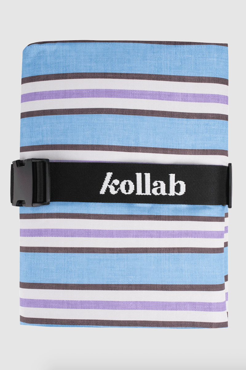 Picnic Mat, Choc Blue Stripe
