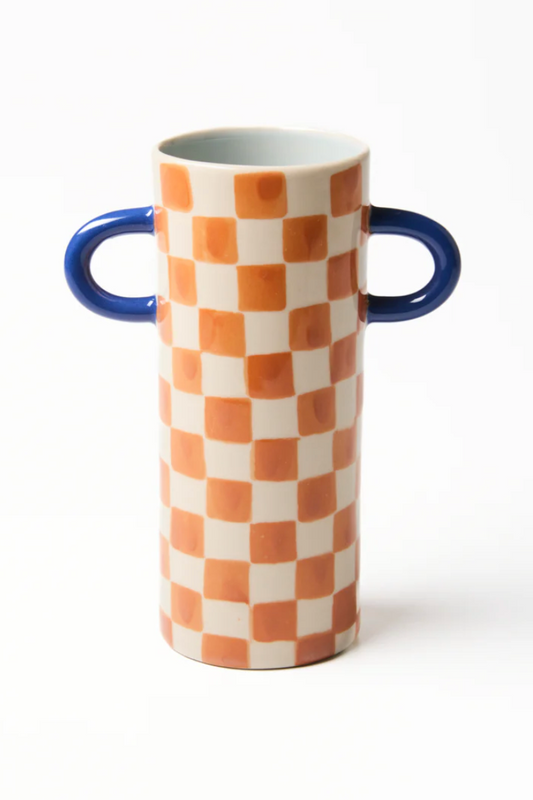 Griffe Vase, Tan Check
