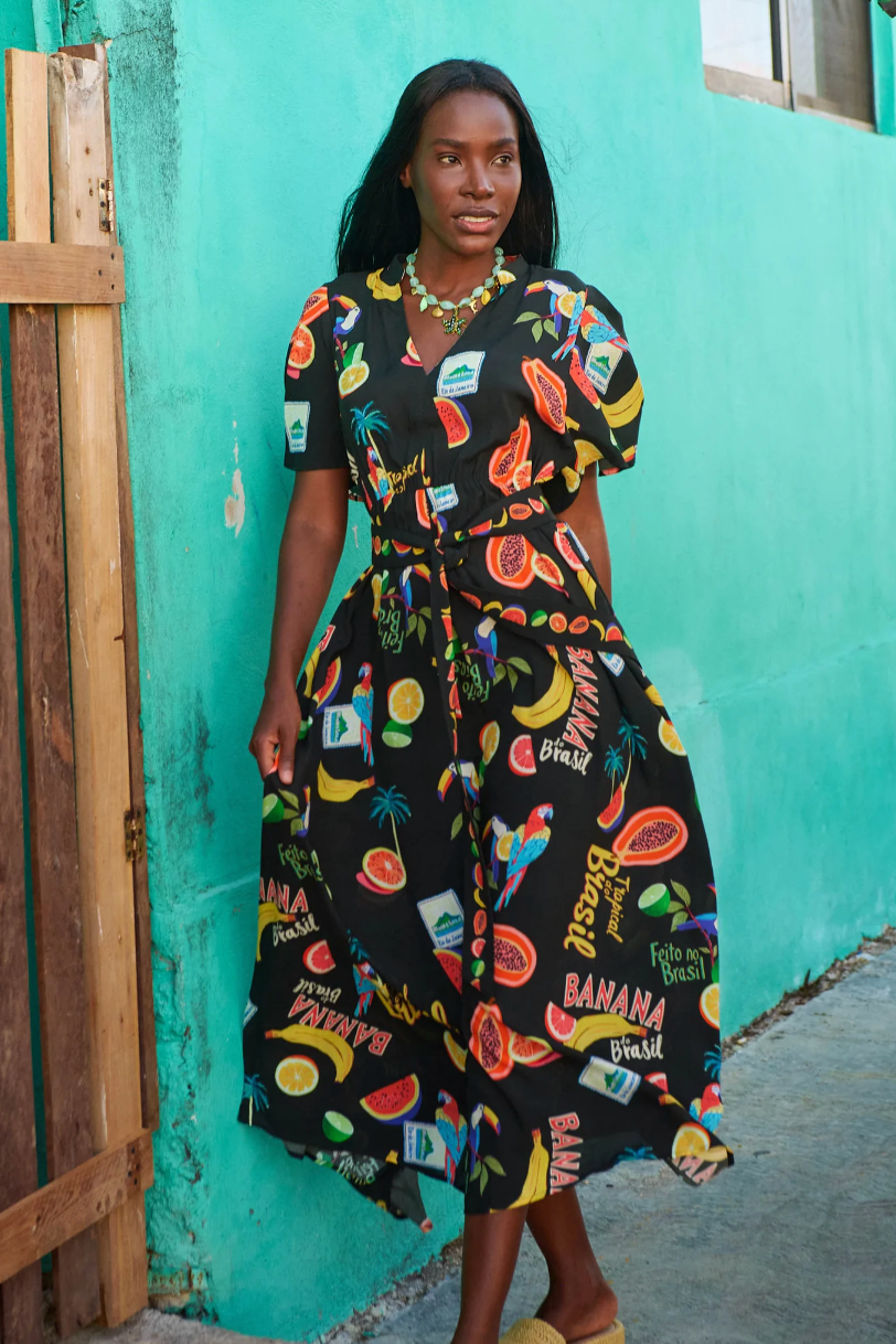 Cabana V-Neck Maxi, Black