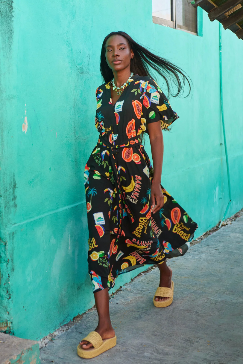 Cabana V-Neck Maxi, Black