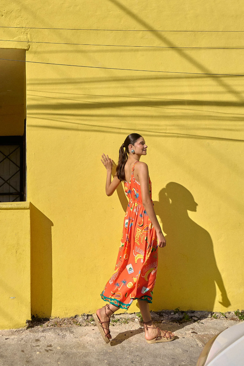 Cabana Tie Dress, Coral
