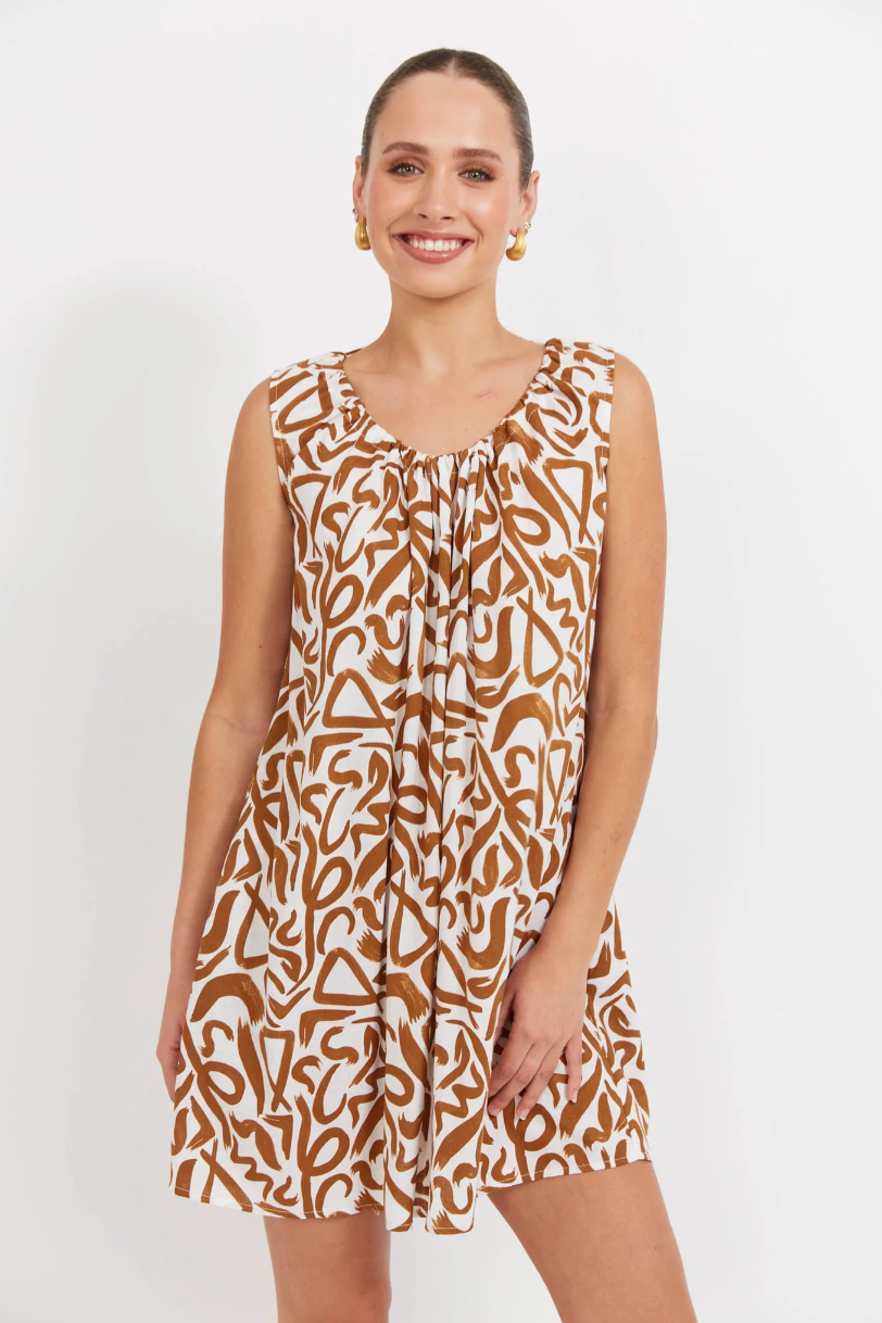 Bahama Tie Dress, Tan