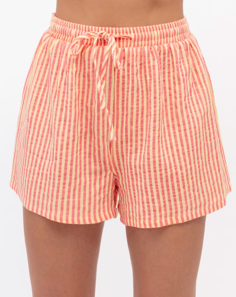 Leon Stripe Shorts, Tangerine