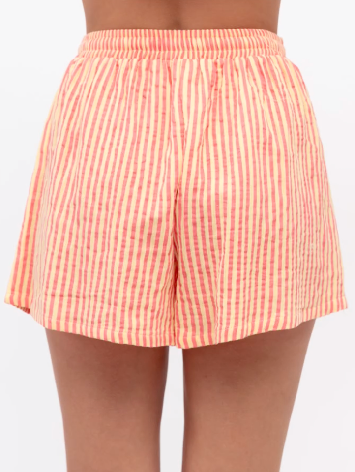 Leon Stripe Shorts, Tangerine