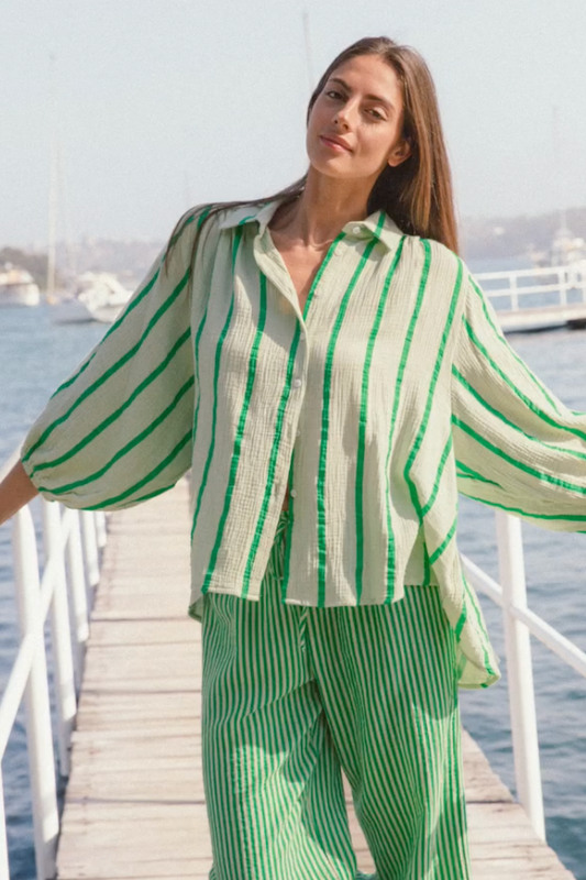 Otis Stripe Shirt, Lime