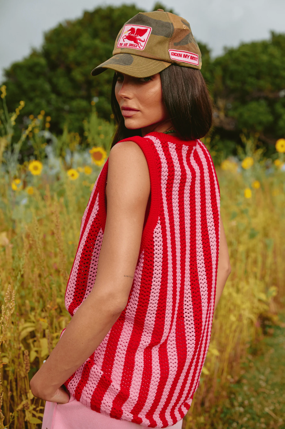 The Knit B-Ball Singlet, Red and Pink