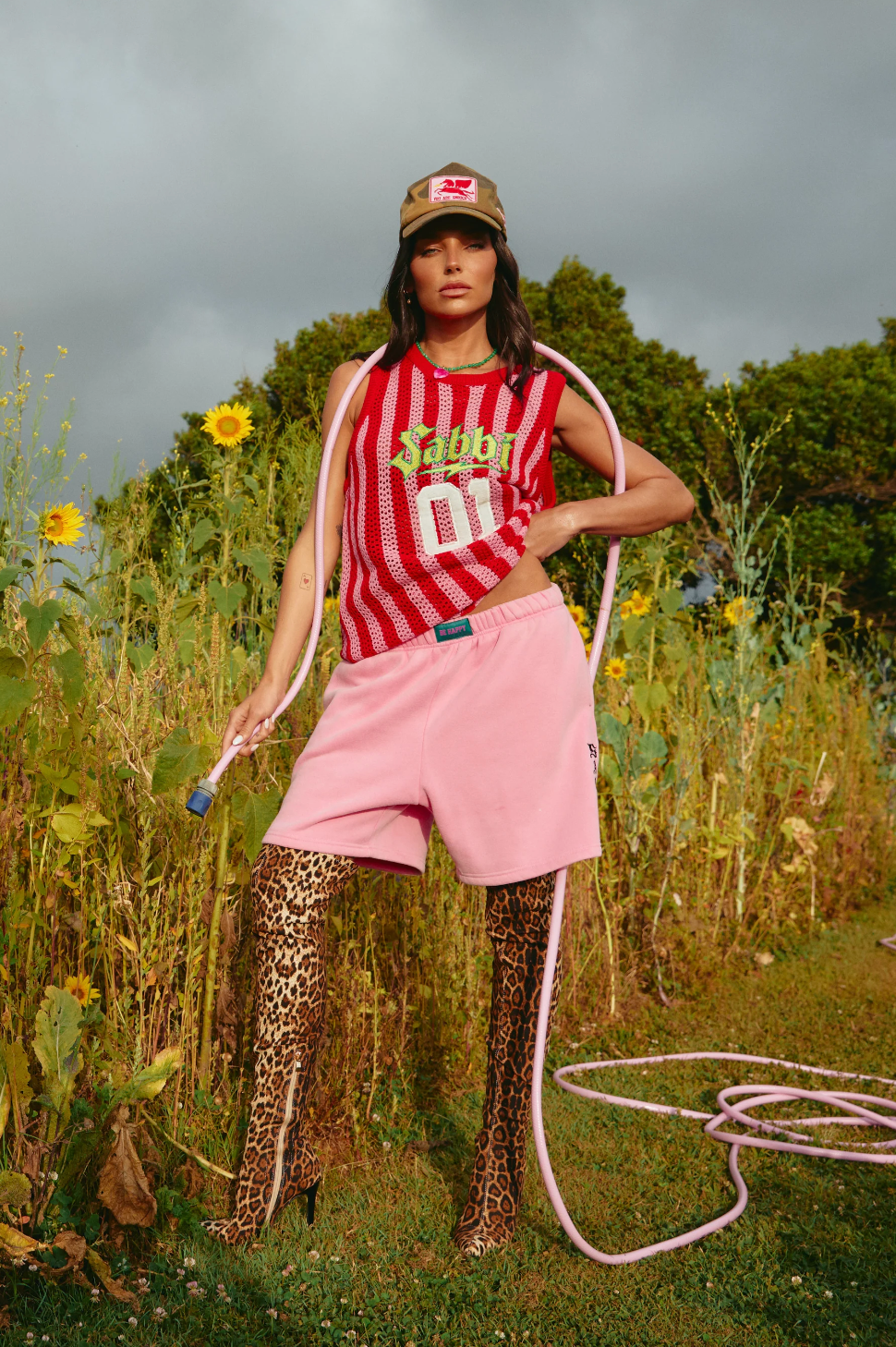 The Knit B-Ball Singlet, Red and Pink