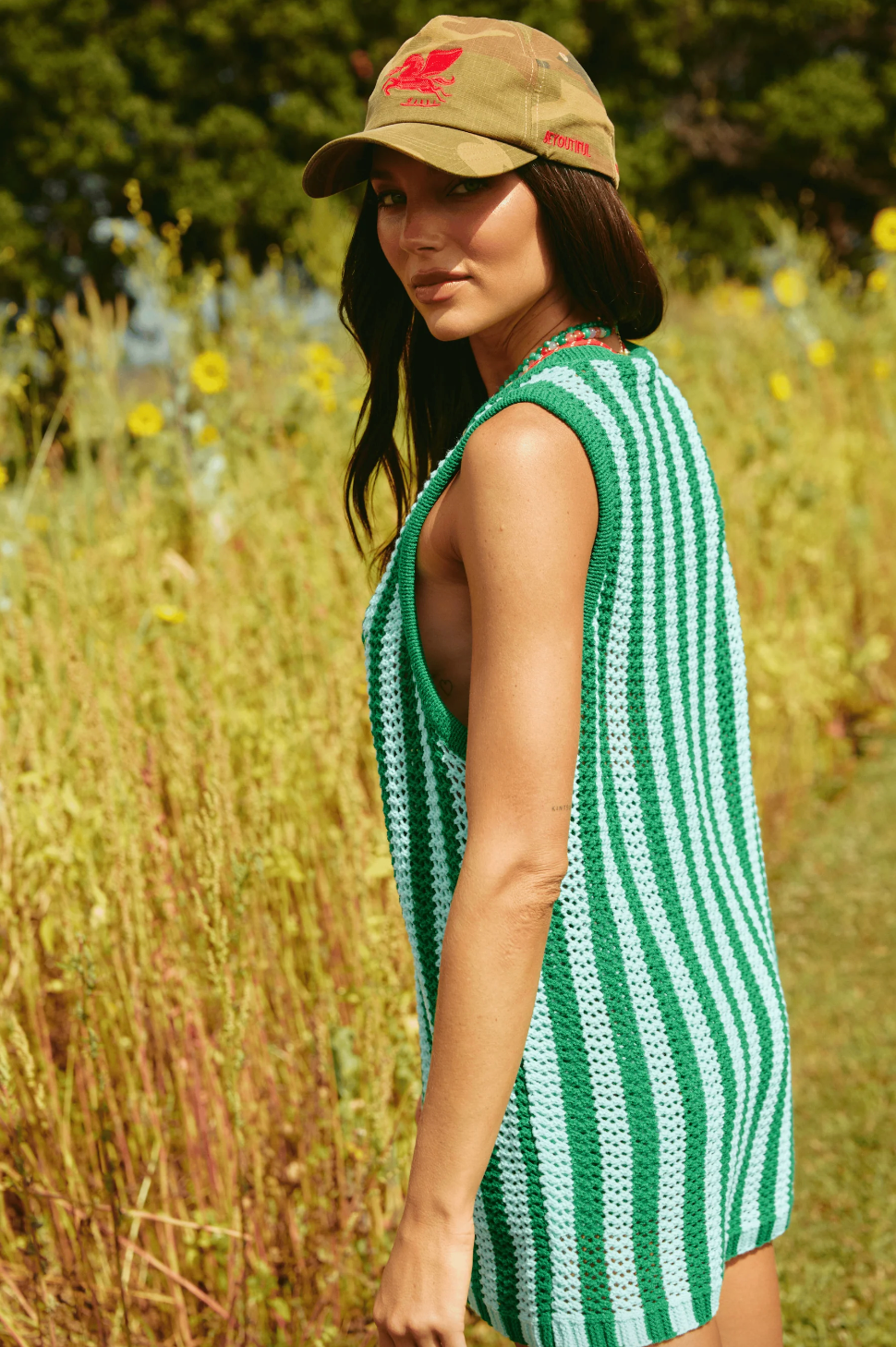 The Knit B-Ball Singlet, Green and Blue
