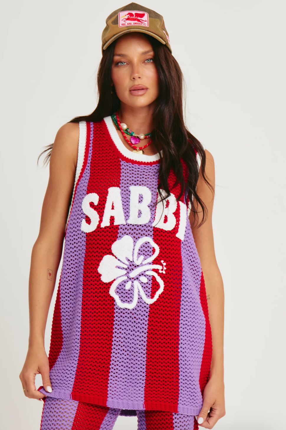 The Knit B-Ball Singlet, Red and Purple