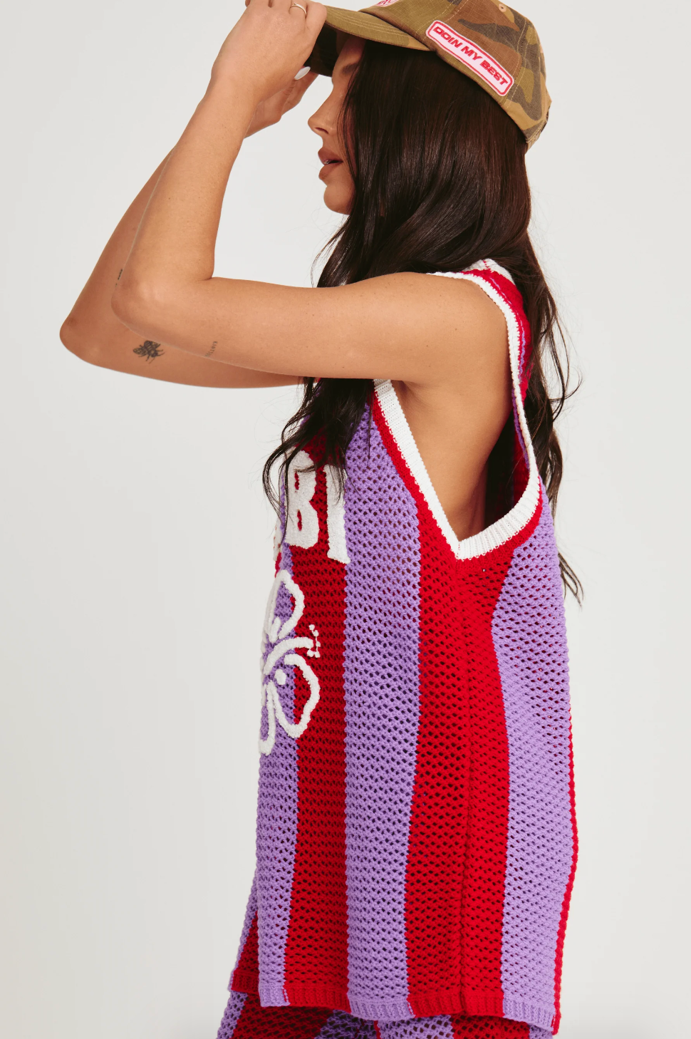 The Knit B-Ball Singlet, Red and Purple