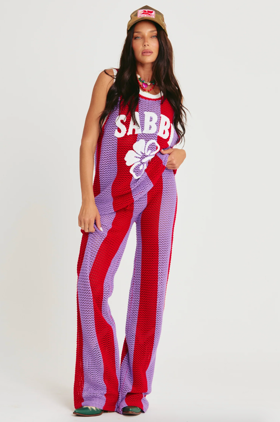 The Knit B-Ball Singlet, Red and Purple