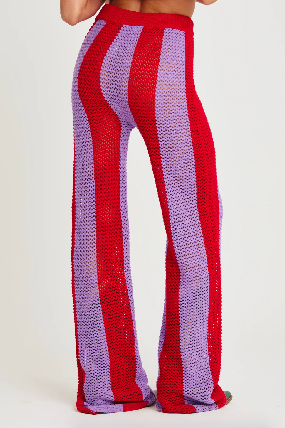 The Knit Stripe Beach Pant, Red and Purple