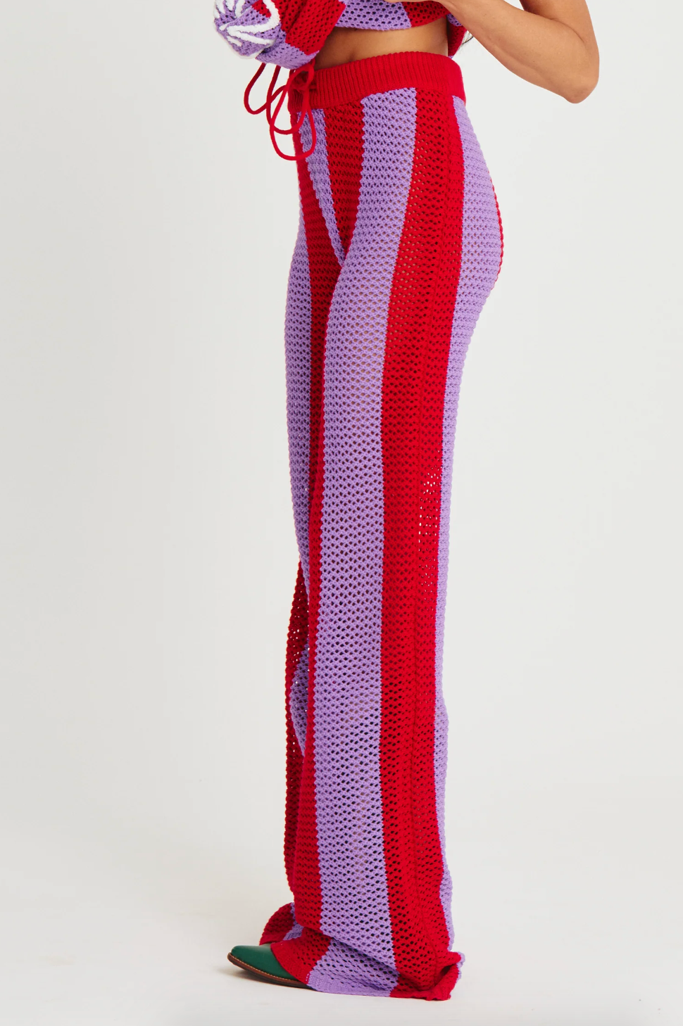 The Knit Stripe Beach Pant, Red and Purple