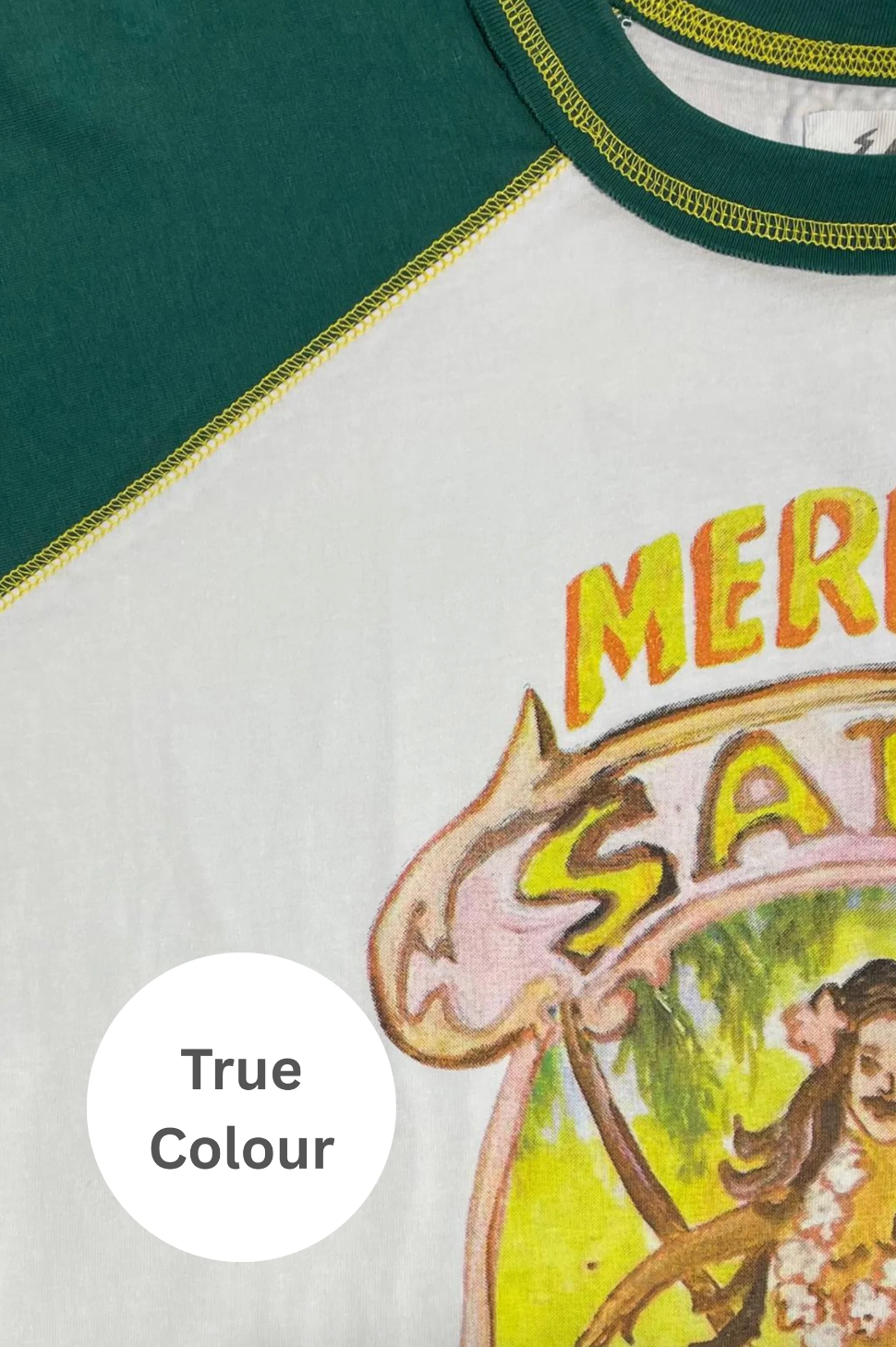 The Mermaid Swim Club Raglan Tee, Marshmallow and Green