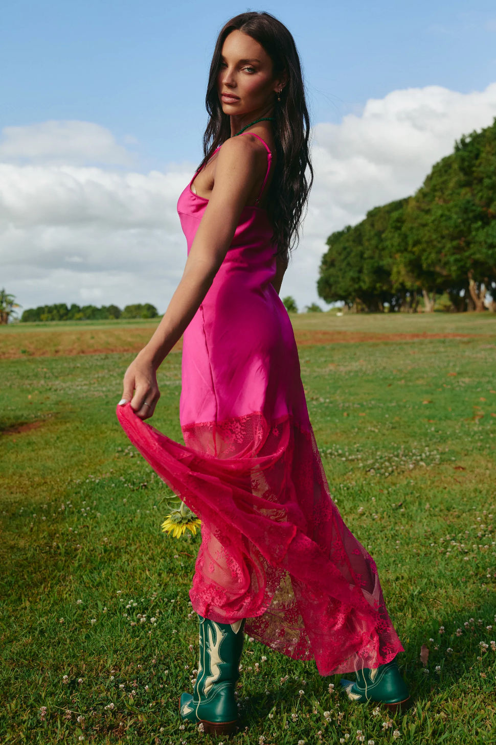 The Lace Maxi Dress, Pink