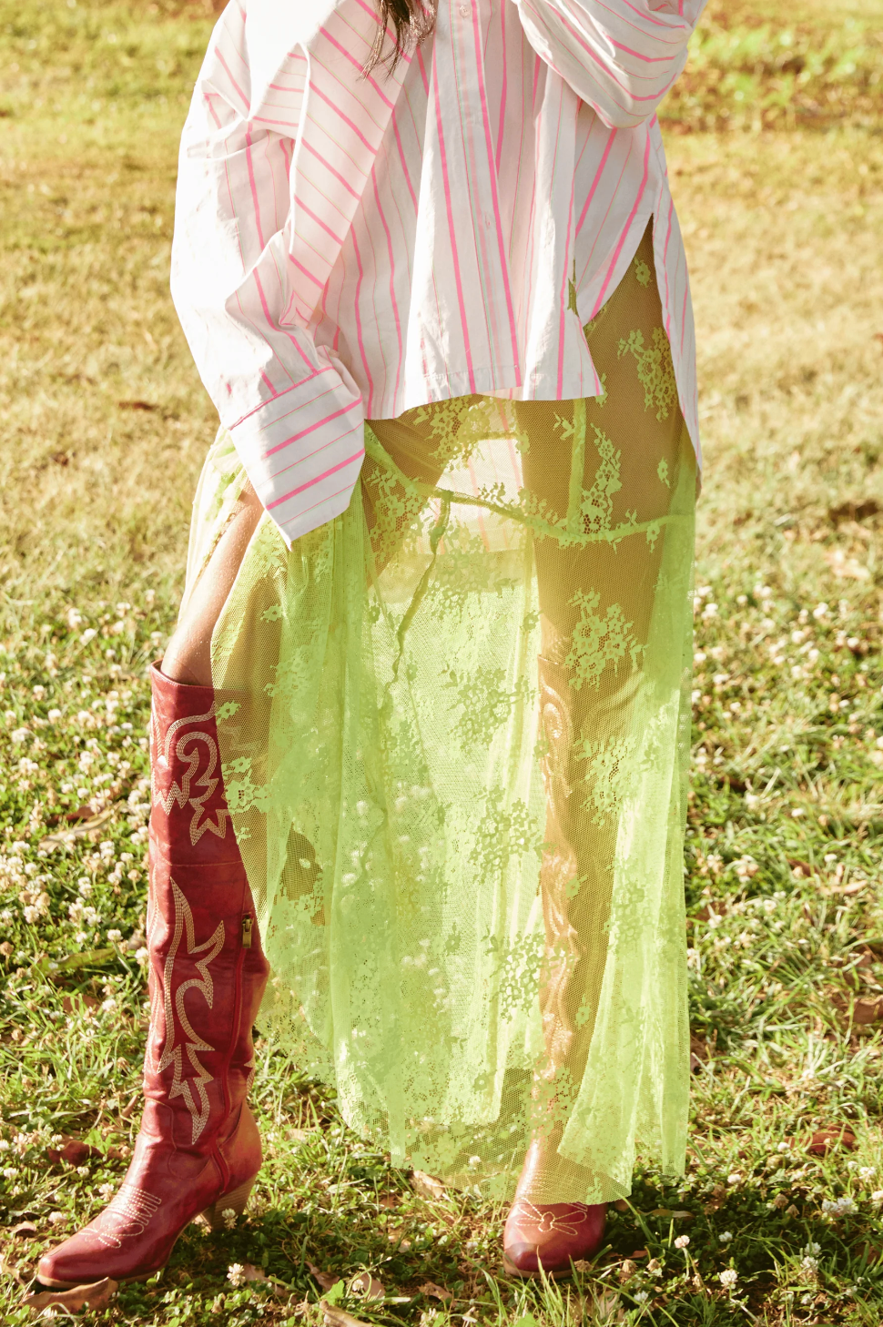 The Lace Maxi Skirt, Chartreuse
