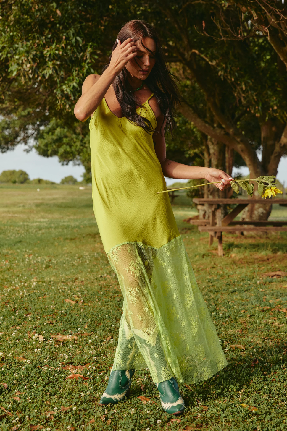 The Lace Maxi Dress, Chartreuse