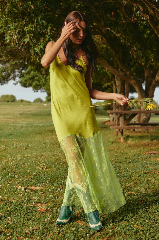 The Lace Maxi Dress, Chartreuse