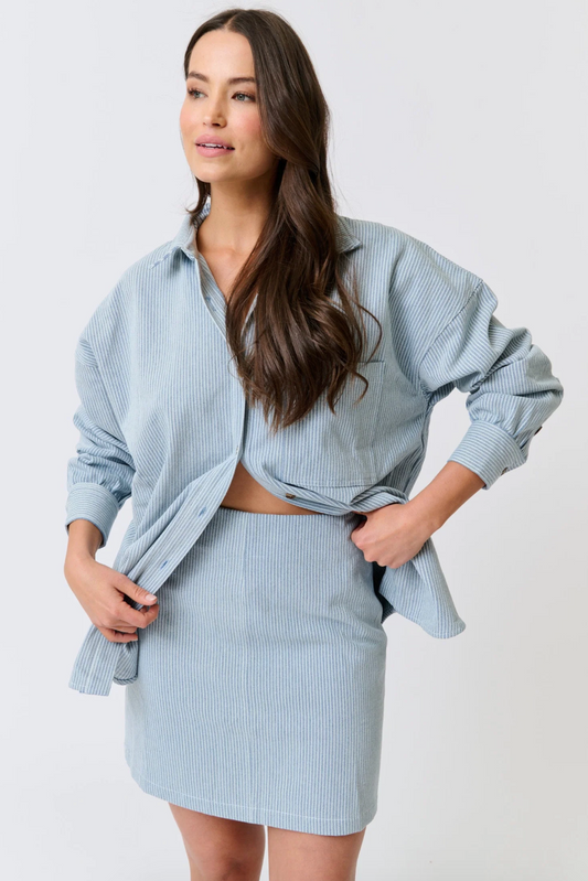 Zyla Mini Skirt, Stripe Denim