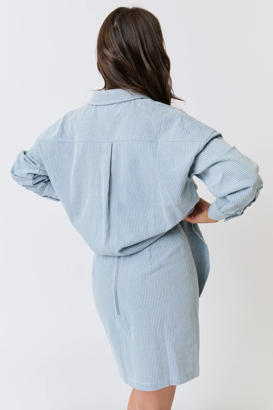 Zyla Mini Skirt, Stripe Denim