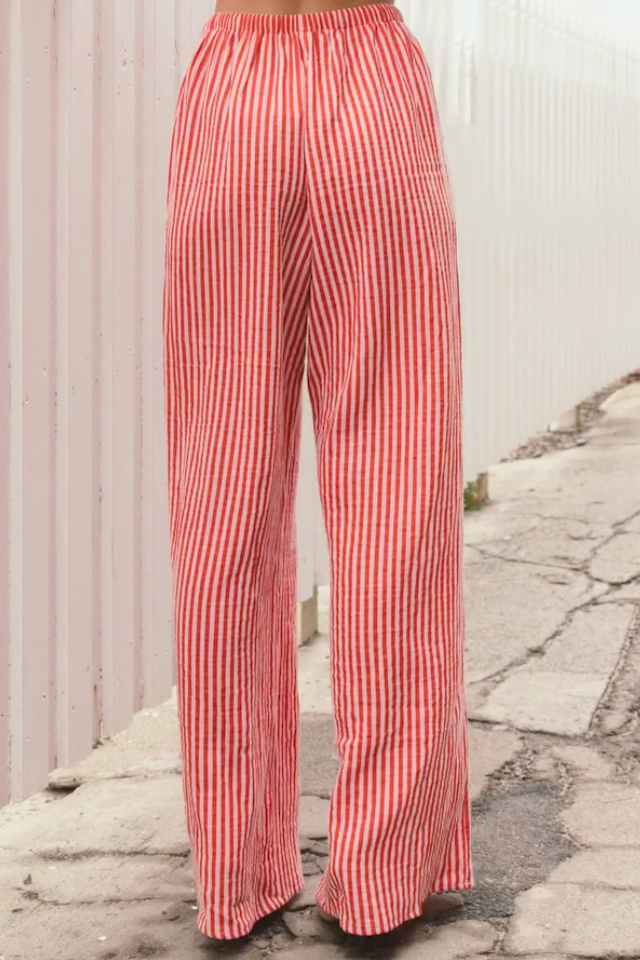 Leon Stripe Pants, Raspberry