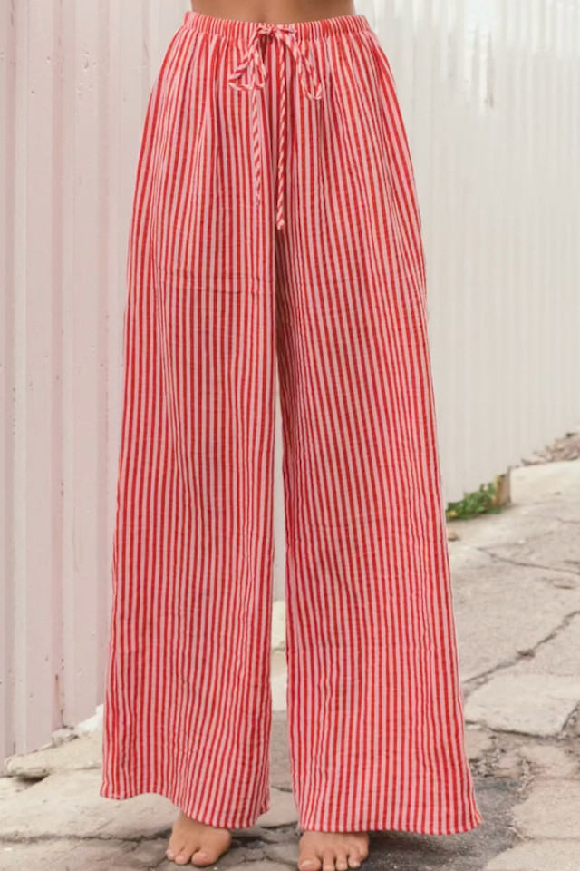 Leon Stripe Pants, Raspberry