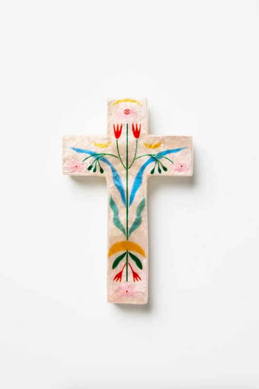 Fable Pink Floral Small Cross