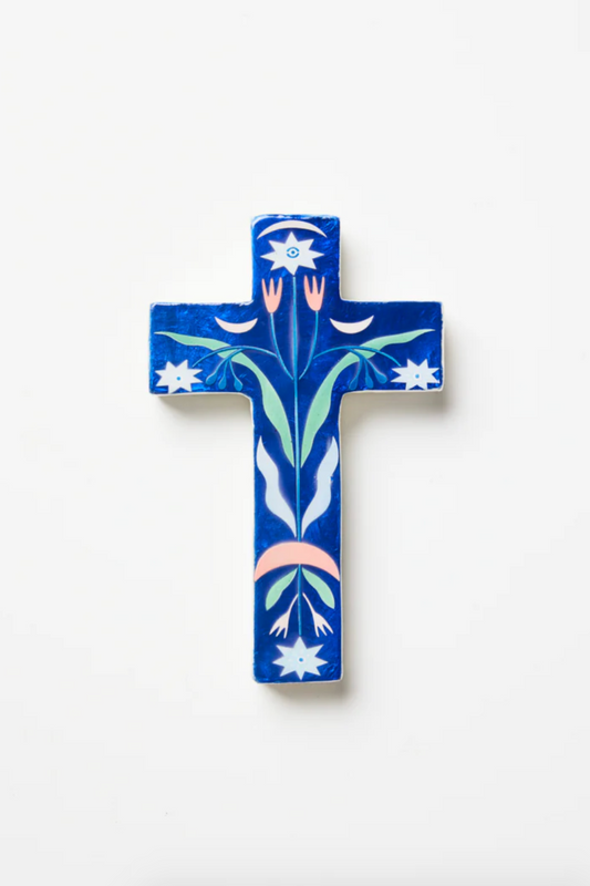 Fable Blue Floral Small Cross