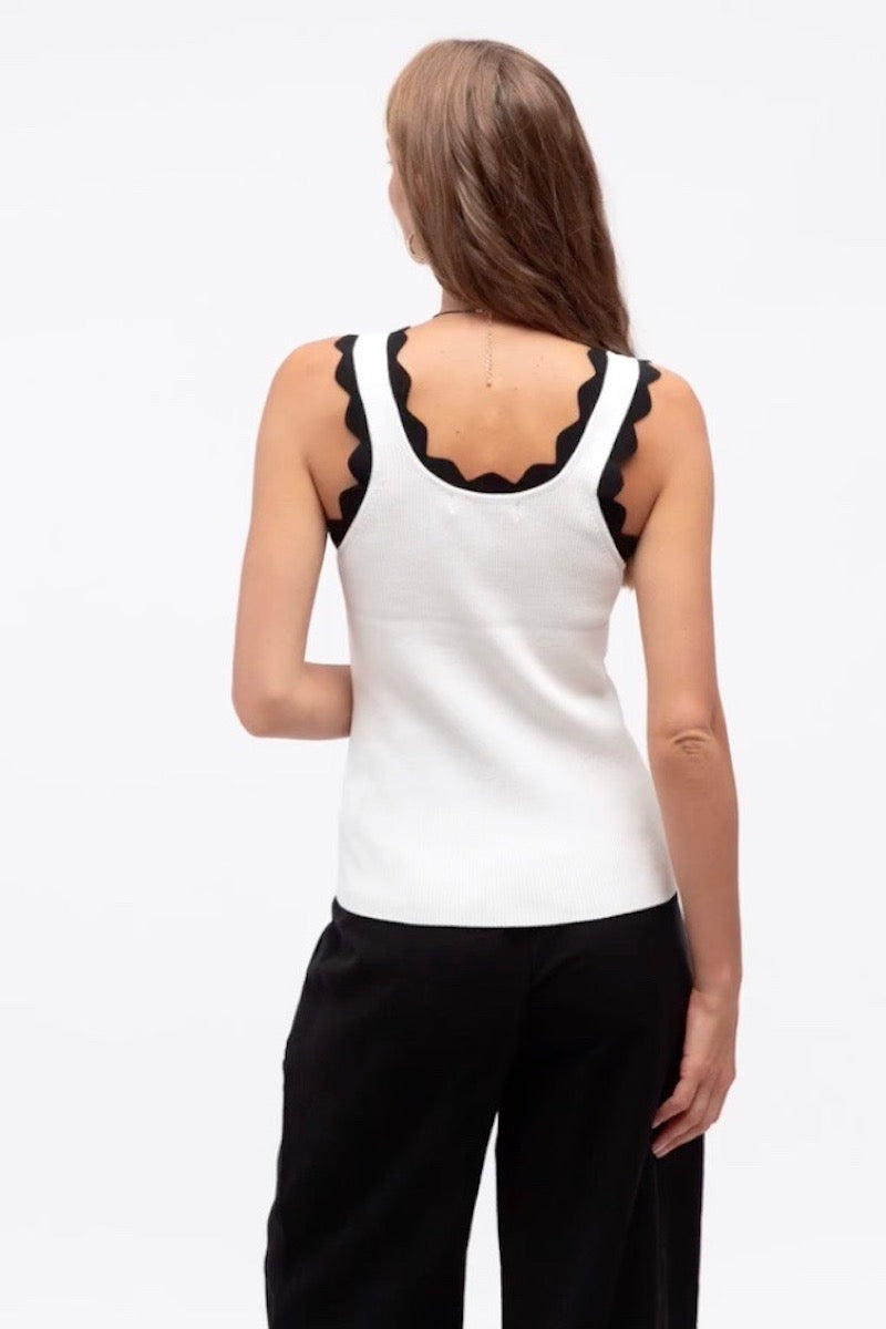 Shakila Contrast Tank, White - FRANKIE + COCO
