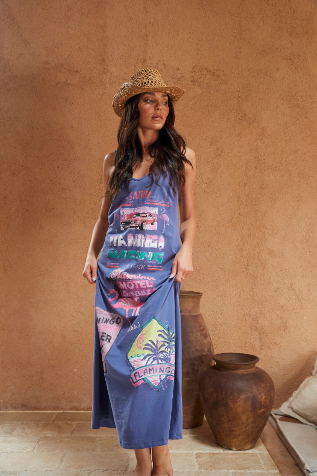 Flamingo Racing Maxi Dress, Purple