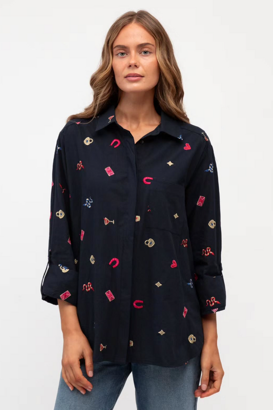 Midnight Embroidered Shirt
