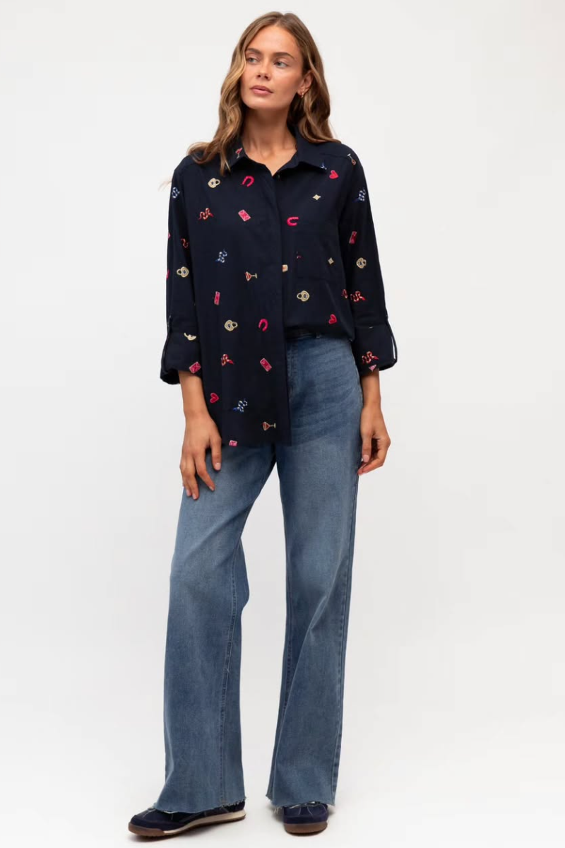 Midnight Embroidered Shirt