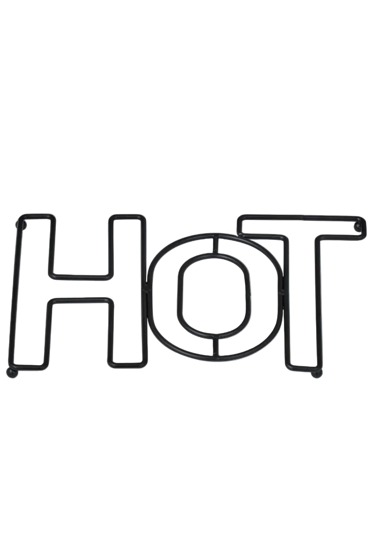 Black wire letter 'HOT' on a white background