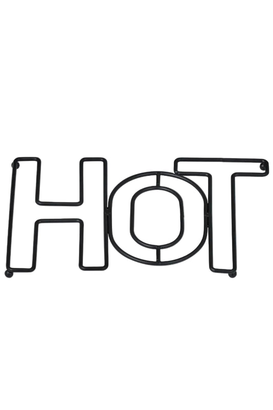 Black wire letter 'HOT' on a white background