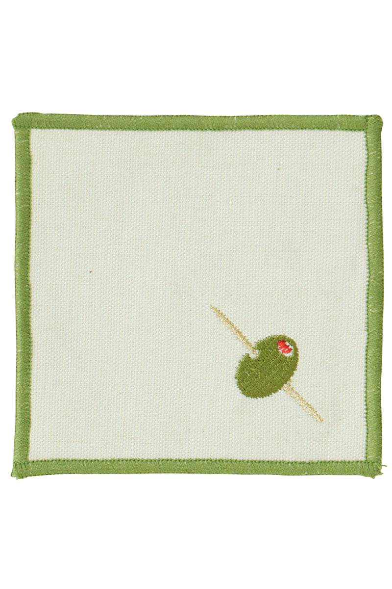 Olive Embroidered Coasters