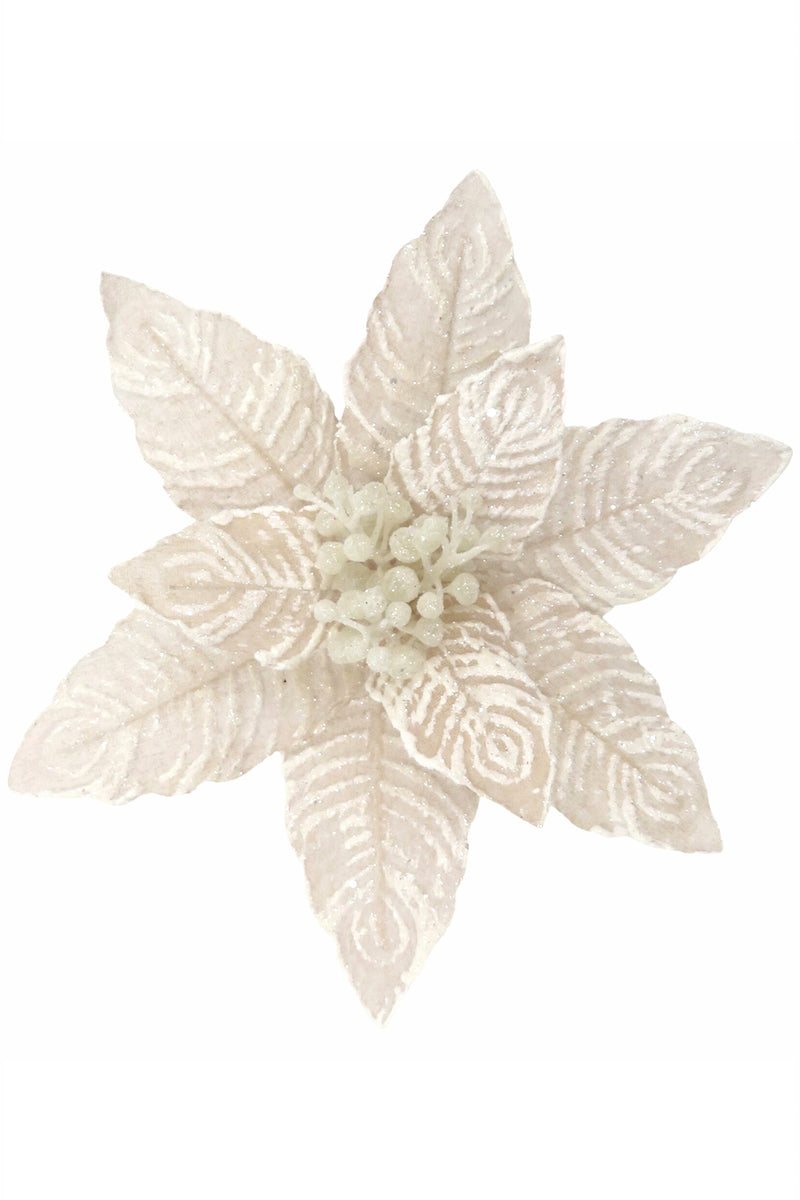 Clip on Poinsettia, Cream