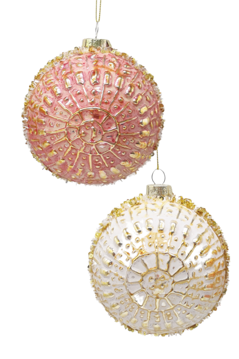 Glass Baubles, Cream Rose